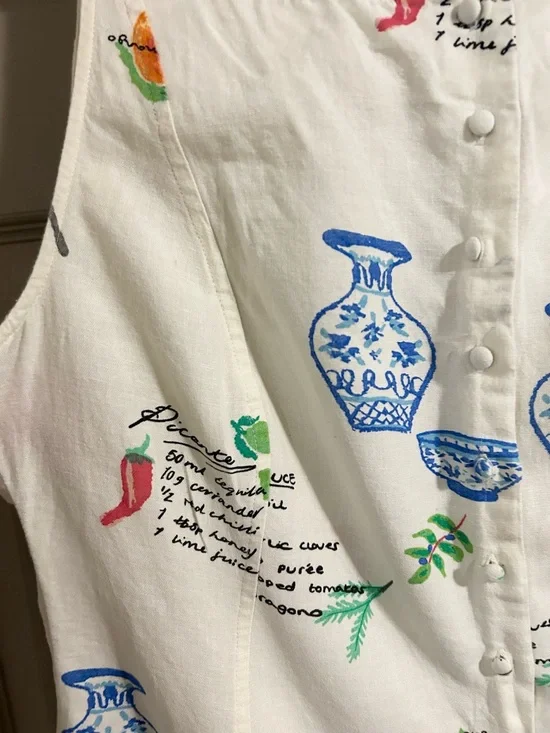 ASOS Sleeveless Cream Printed Drop-Waist Mini Dress SZ 12 - Picture 7 of 11